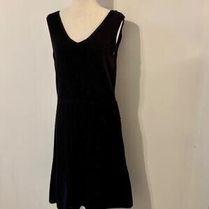 Nine West V Neck Black Fit & Flare Black Dress Medium Knit Cocktail dress